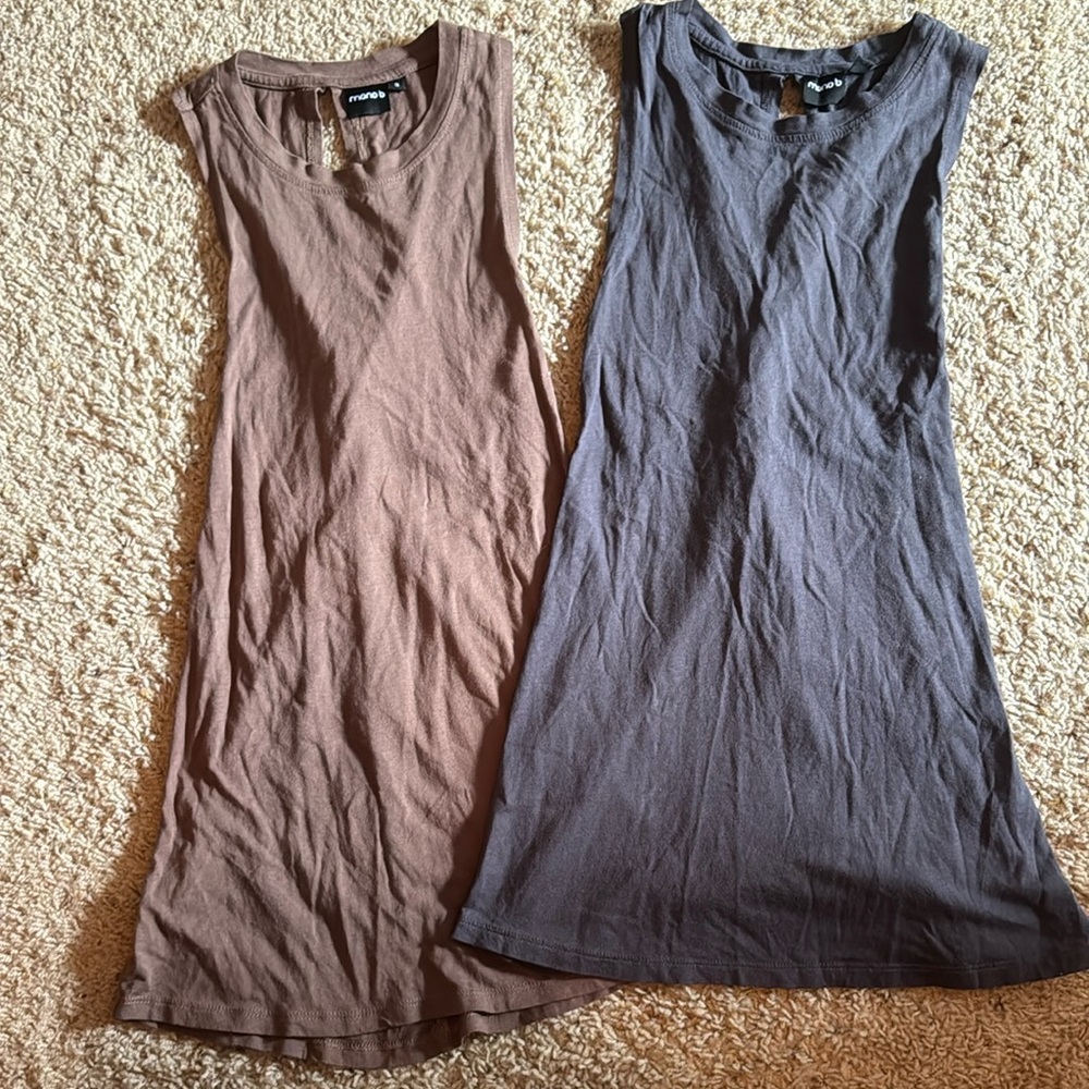 Mono B twist back tank top Duo in Brown and Gray size small